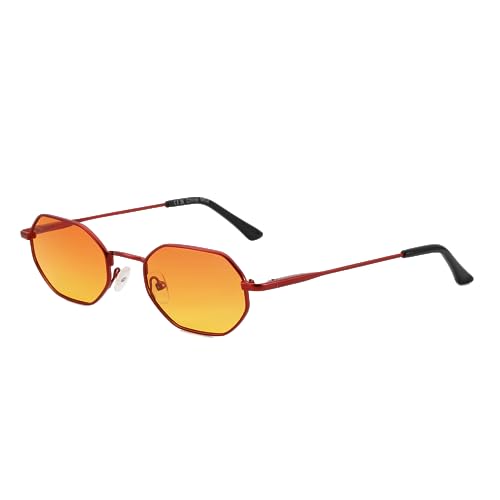 ZENOTTIC Small Octagonal Polarized Sunglasses for Women Men Hippie Metal Frame Retro Rectangle Sun Glasses