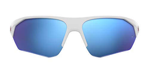 Under Armour Unisex Kids Ua Playmaker Jr. Sunglasses, Matte White/Blue Multi, 69mm 9mm US