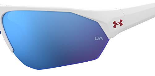 Under Armour Unisex Kids Ua Playmaker Jr. Sunglasses, Matte White/Blue Multi, 69mm 9mm US