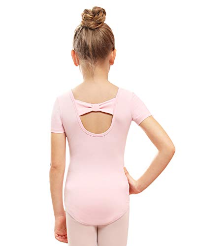 Stelle Leotard for Girls Toddler Ballet Leotards Dance Gymnastics Outfits with Bow Back (White, 8 Years)