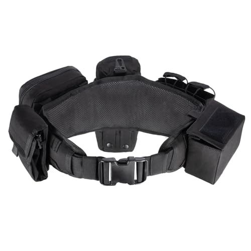BOMTURN Tactical Battle Belt Military Molle War Duty Belt Law Enforcement for Police Army 7 in 1 Set