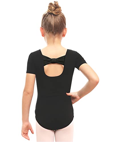Stelle Leotard for Girls Toddler Ballet Leotards Dance Gymnastics Outfits with Bow Back (Black, 6 Years)