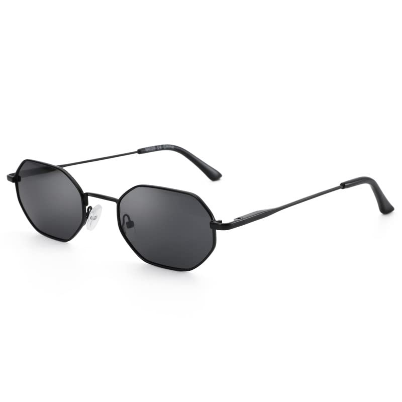 ZENOTTIC Small Octagonal Polarized Sunglasses for Women Men Hippie Metal Frame Retro Rectangle Sun Glasses