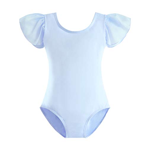 Stelle Girls Toddler Leotard for Ballet Dance Leotards Gymnastics Ruffle Short Sleeve Outfits (Blue, 6 Years)