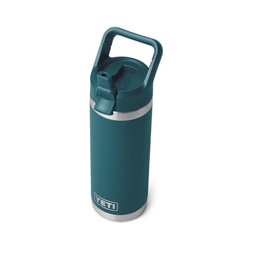 YETI Rambler 18 oz Bottle, Vacuum Insulated, Stainless Steel with Color Matching Straw Cap, Agave Teal