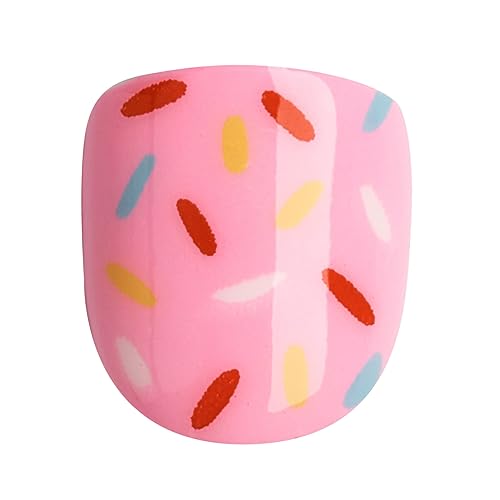 KISS imPRESS No Glue Mani Press On Nails, Mini Press-On Manicure for Kids, 'Super Duper', Pink, Kids Size, Squoval Shape, Includes 20 Fake Nails with Removable Application Tabs, 1 Mini File