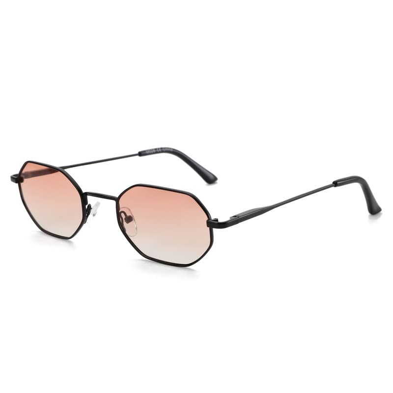 ZENOTTIC Small Octagonal Polarized Sunglasses for Women Men Hippie Metal Frame Retro Rectangle Sun Glasses