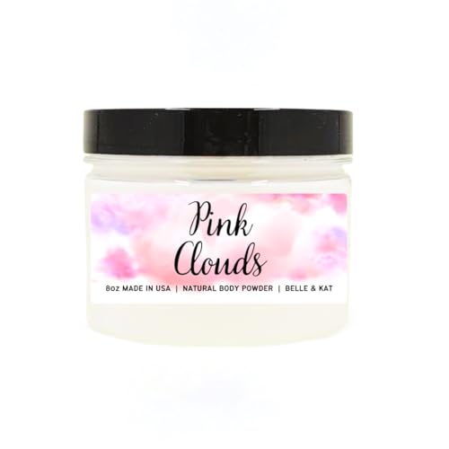 Body Powder for Men & Women Scented Pink Clouds, Perfume Dusting Powder, Bath Powder with Fragrance & Essential Oils, Talc Free 8oz Container, Made in USA