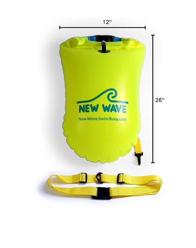 New Wave Swim Buoy - Swim Safety Float and Drybag for Open Water Swimmers, Triathletes, Kayakers and Snorkelers, Highly Visible Buoy Float for Safe Swim Training (20 Liter - Large)