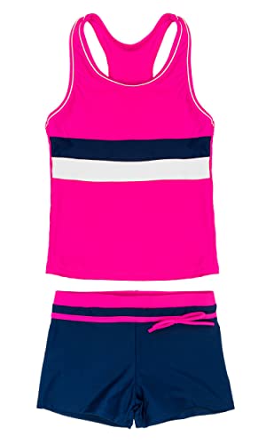 PROALLO Little Girls' Summer Swimwear Two Piece Boyshort Tankini Kids Swimsuit (Pink,5-6 Years)