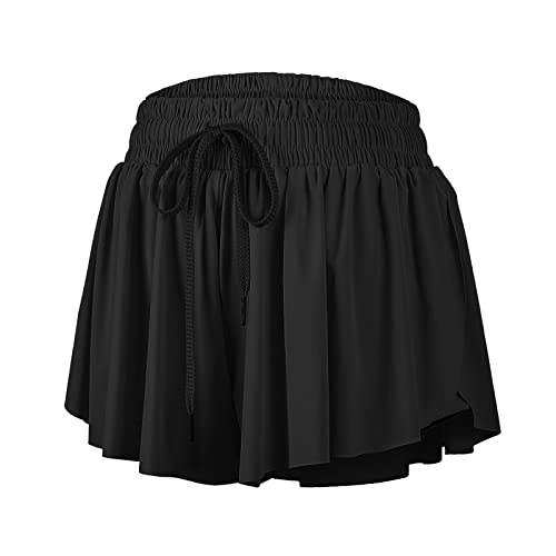 Flowy Tennis Skirts for Women Gym Yoga Shorts Athletic Workout Running Sweat Spandex Cute Comfy Lounge Teen Girls Cheer Skort with Pockets Clothes Casual Summer(L, Pink)