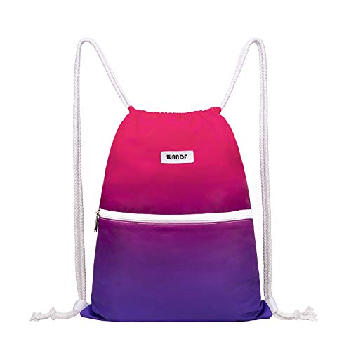 WANDF Drawstring Backpack String Bag Sackpack Cinch Water Resistant Nylon for Gym Shopping Sport Yoga (Red)