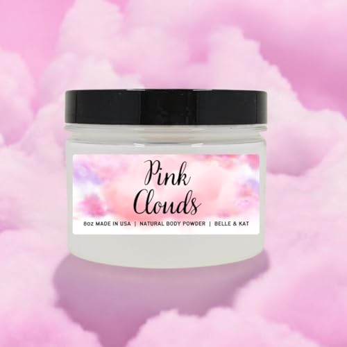 Body Powder for Men & Women Scented Pink Clouds, Perfume Dusting Powder, Bath Powder with Fragrance & Essential Oils, Talc Free 8oz Container, Made in USA