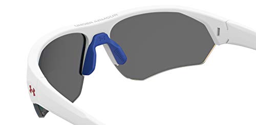 Under Armour Unisex Kids Ua Playmaker Jr. Sunglasses, Matte White/Blue Multi, 69mm 9mm US
