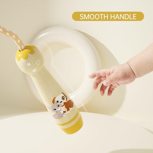 Jump Rope for Kids-Adjustable Cotton Braided Skipping Rope with Wooden Handle for Toddler Fitness Workout Exercise Outdoor Activity