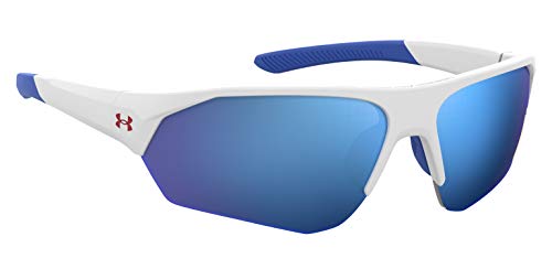 Under Armour Unisex Kids Ua Playmaker Jr. Sunglasses, Matte White/Blue Multi, 69mm 9mm US