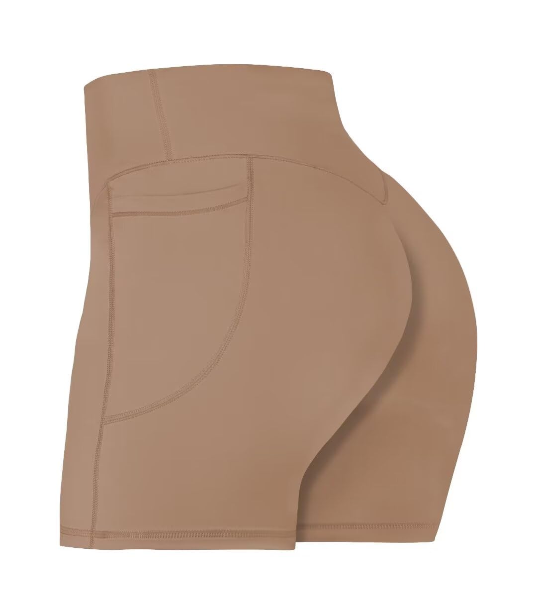 Sunzel No Front Seam Biker Shorts for Women with Pockets, Yoga Workout Gym Bike Shorts with Tummy Control 5" Mocha X-Large