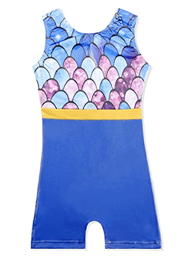 Toddler Leotards for Girls Gymnastcis 3t 4t Kid Child Dance Tumbling Trainning Sleeveless Biketard Sparkly Meramid Unitard (Blue Mermaid, 3-4 Years)