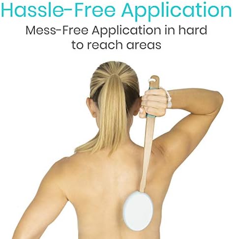 Vive Back Lotion Applicator Replacement Pads (6 Pack) - Long Reach Handle Loofah Sponge Shower Scrubber for Self Application - Body Bath Wash Brush for Skin Cream, Suntan, Tanning, Aloe - Men, Women