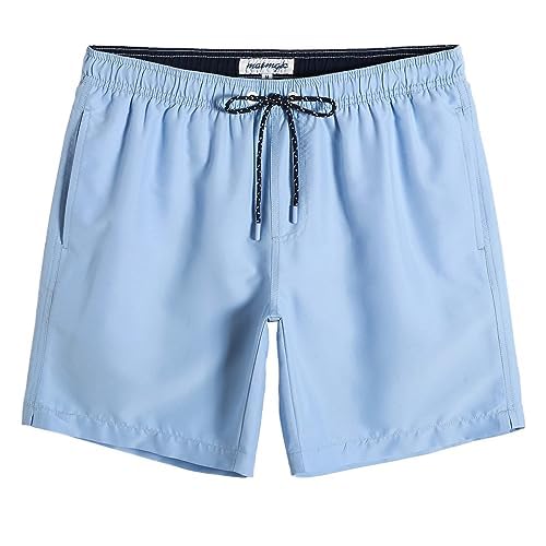maamgic Mens Swim Trunks Quick Dry Swim Shorts with Mesh Lining Funny Swimwear Bathing Suits Solid Lake Blue X-Small