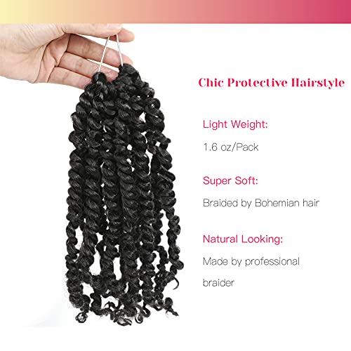 BOHOBABE Passion Twist Crochet Hair 10 Inch Short Pre looped Passion Twist Hair Pre twisted Crochet Braiding Hair 8 Packs Natural Black Women Braids (1B)