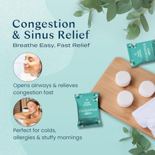 Body Restore Shower Steamers Aromatherapy 15 Pack - Birthday Gifts for Women, Men, Travel Essentials, Stress Relief, Relaxation, Self Care - Eucalyptus
