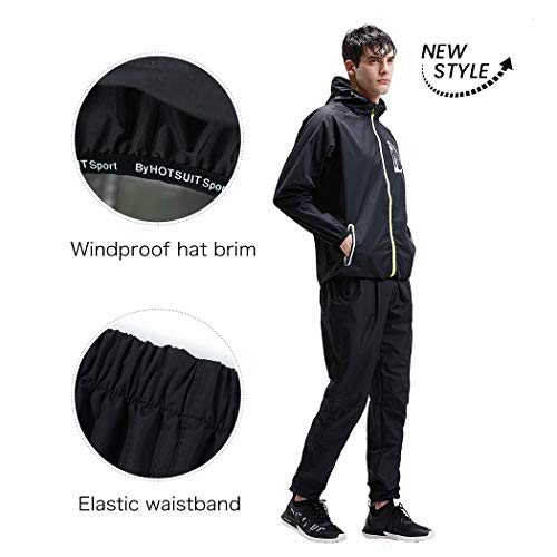 HOTSUIT Sauna Suit Men Anti Rip Boxing Sweat Suits Exercise Workout Jacket, Black, S