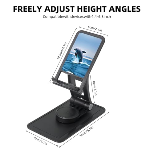 Jumping Up Dolphins Cell Phone Stand 360° Adjustable Foldable Desktop Phone Holder Cradle Compatible with Most Mobile Phones Black