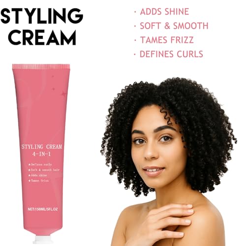 Styling Cream & Slick Back Hair Brush Set for Flyaways, Curl Defining, Smoothing & Sleek Styles – Non-Greasy Hair Tamer Cream with Boar Bristle Brush for Women & Kids, Add Shine, Baby Hairs