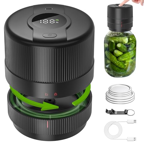 Mason Jar Vacuum Sealer Kit, Electric Sealer for Wide and Regular Mouth Mason Lids, Canning Vacuum Sealer Mason Jar, Automatic Vacuum Sealer Machine for Food Storage - 2 Packs