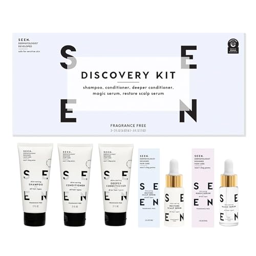 SEEN Discovery Kit - Fragrance Free - Non-Comedogenic & Sulfate-Free Hair Set- Dermatologist-Developed - Safe for Sensitive, Eczema & Acne Prone Skin