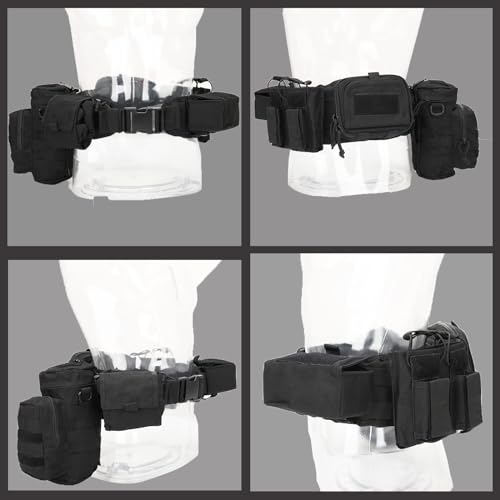 BOMTURN Tactical Battle Belt Military Molle War Duty Belt Law Enforcement for Police Army 7 in 1 Set