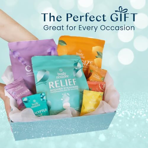 Body Restore Shower Steamers Aromatherapy 15 Pack - Birthday Gifts for Women, Men, Travel Essentials, Stress Relief, Relaxation, Self Care - Eucalyptus