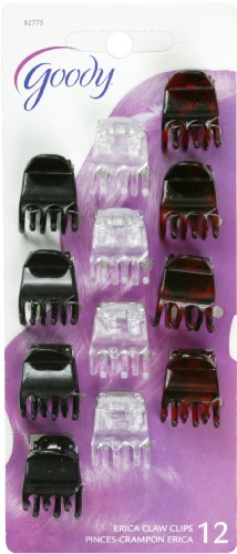 Goody Classics Claw Hair Clip, 3 Prong Mini, 12Count (Pack Of 6)