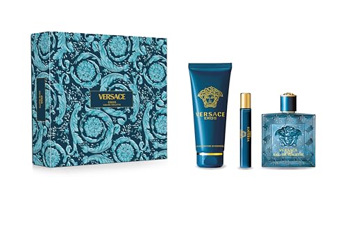 VERSACE EROS by Versace 3 PIECE GIFT SET - 3.4 OZ EAU DE TOILETTE SPRAY NEW Box