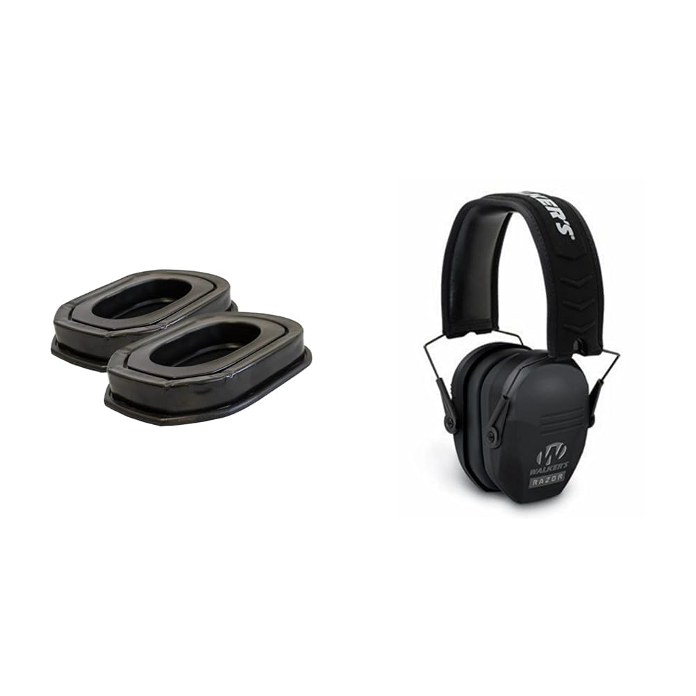 Walker's Game Ear Gel Filled Ear Pad, Multi & Razor Slim Passive Earmuff - Ultra Low-Profile Earcups - Black