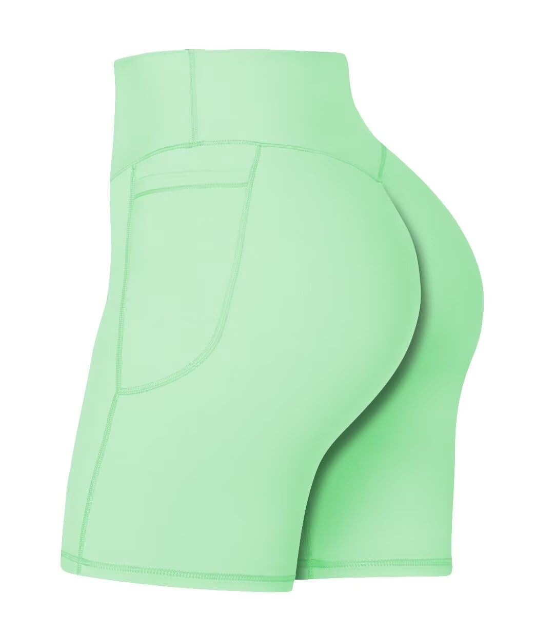 Sunzel No Front Seam Biker Shorts for Women with Pockets, Yoga Workout Gym Bike Shorts with Tummy Control 8" Mint X-Small