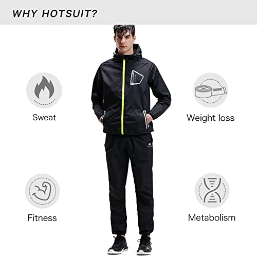 HOTSUIT Sauna Suit Men Anti Rip Boxing Sweat Suits Exercise Workout Jacket, Black, S