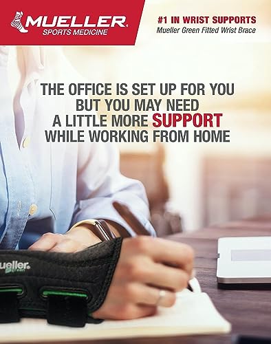 MUELLER Sports Medicine Green Fitted Wrist Brace, Wrist Pain Relief Support for Men and Women, Ideal for Carpal Tunnel, Tendinitis, Arthritis, Left Hand, Black, Small/Medium