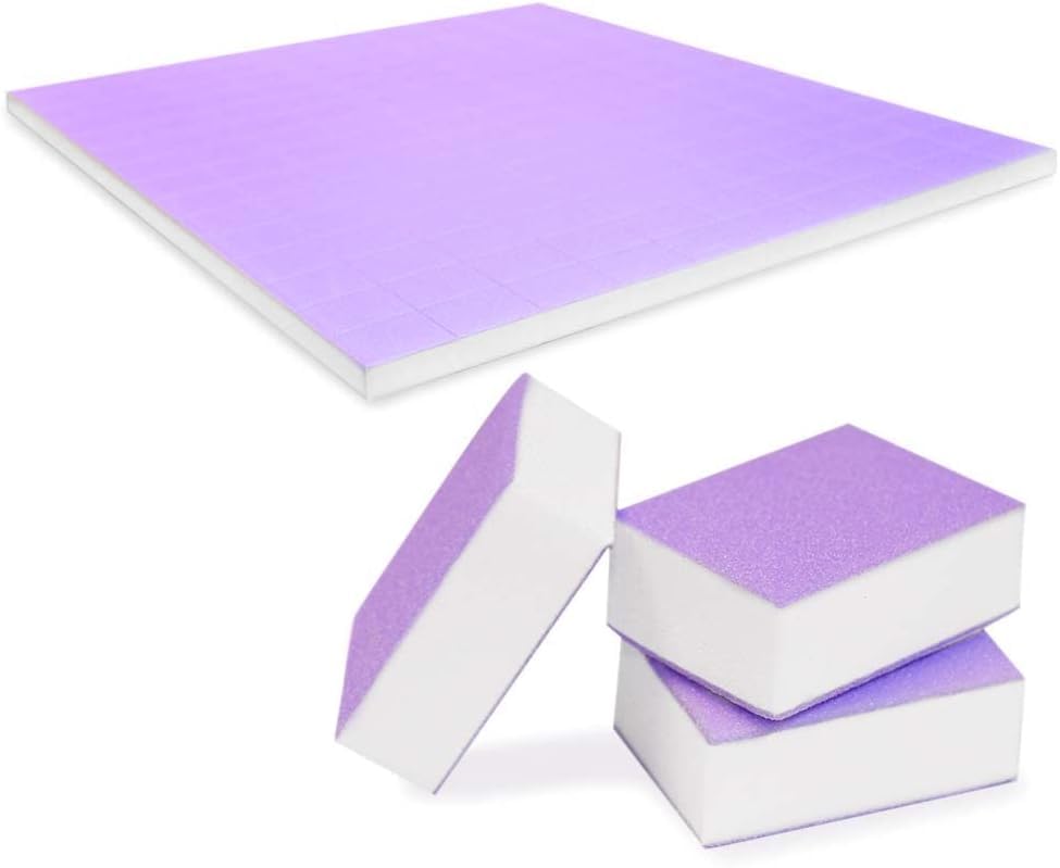 Karlash Nail Mini Purple Buffer Block File 80/100 Grit 2 Sided (150Pc Purple)