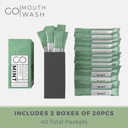 GO Travel Size Mouthwash Packets – Individual Mini Single Packets for Fresh Breath - TSA Compliant - Smart Packet Design to Reduce Travel Bottle Waste. Alcohol-Free.
