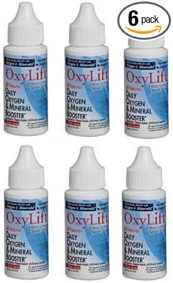 OxyLift® Sixpack, All Natural Daily Oxygen & Mineral Booster with Ionic Minerals, Enzymes, Amino Acids & Beneficial Subtle Energy Booster/ Supplement 6 bottle package.