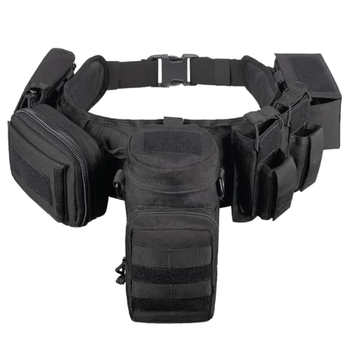 BOMTURN Tactical Battle Belt Military Molle War Duty Belt Law Enforcement for Police Army 7 in 1 Set