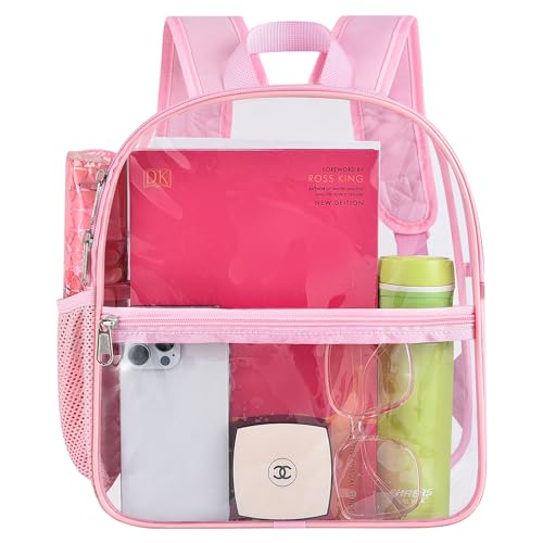 USPECLARE Clear Backpack Stadium Approved 12¡Á6¡Á12, Water proof Clear Bag for Concert Work Sport Event£¨Pink