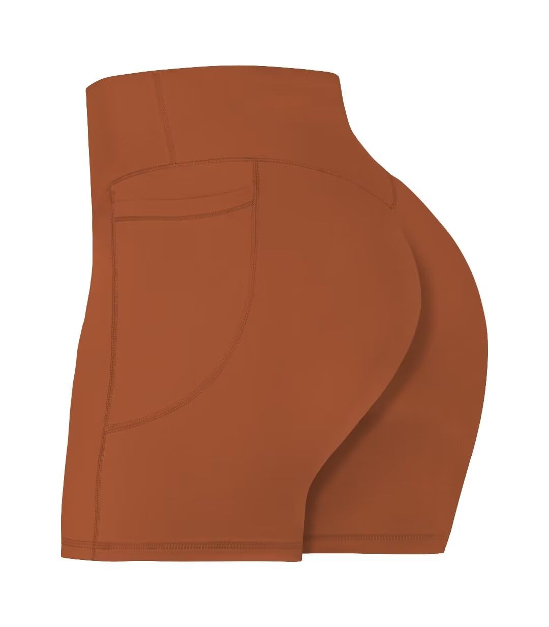Sunzel No Front Seam Biker Shorts for Women with Pockets, Yoga Workout Gym Bike Shorts with Tummy Control 5" Caramel Cafe X-Small
