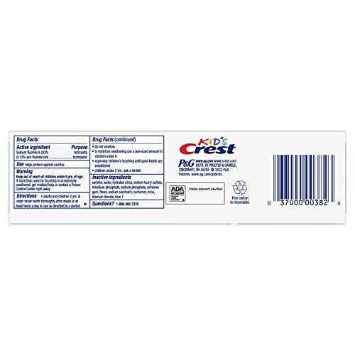 Crest Kids Cavity Protection Toothpaste, Sparkle Fun Flavor, 4.6 oz, For Ages 3+