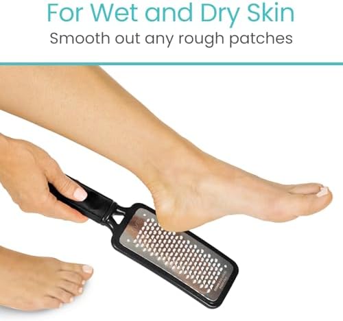 Vive Foot File (3 Pack) - Feet Scraper for Dead Skin - Heel Grater, Callus Remover Scrubber Tool, Rasp for Cracked Heels - Stainless Steel Pedicure Filer for Men & Women - Use on Wet or Dry Skin