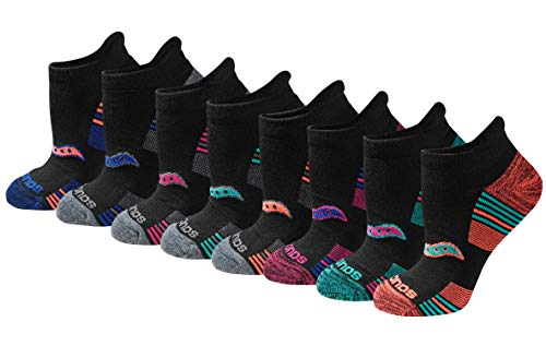 Saucony Women's RunDry Performance 8, 16 Heel Tab Athletic Socks, S-L, Assorted Darks (8 Pairs), Small