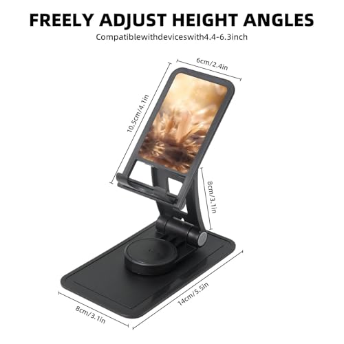 Quill Cell Phone Stand 360° Adjustable Desktop Phone Holder Cradle Compatible With Most Mobile Phones Black