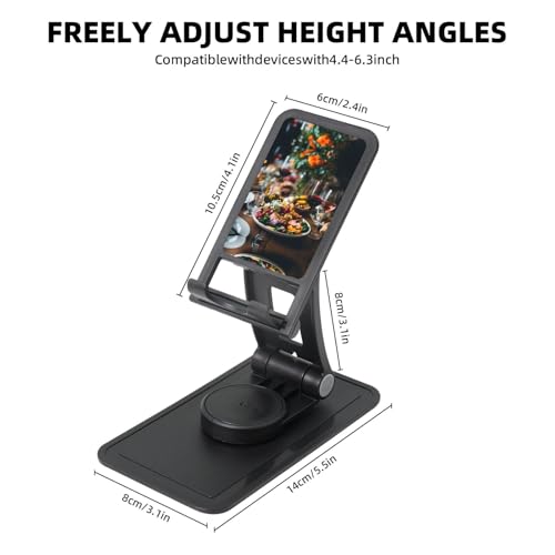 Hearty Meal Cell Phone Stand 360° Adjustable Desktop Phone Holder Cradle Compatible With Most Mobile Phones Black